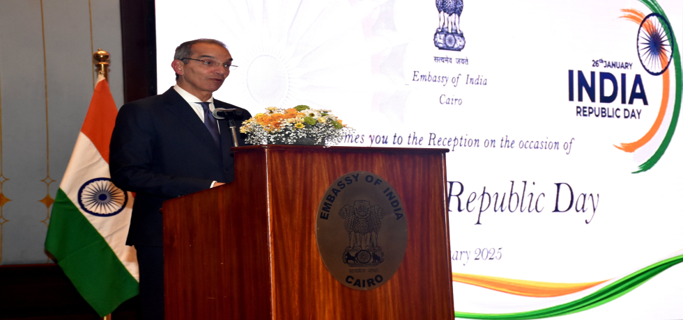  H.E. Dr. Amr Talaat, Minister of Communications and Information Technology (MCIT), Egypt  delivered his address at National Day Reception held on the occassion of 76th Republic Day of India on 26 January 2025 in Cairo